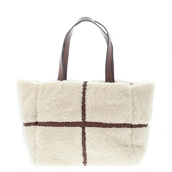NWT Cream and Brown Tote Bag - Picture 3 of 3